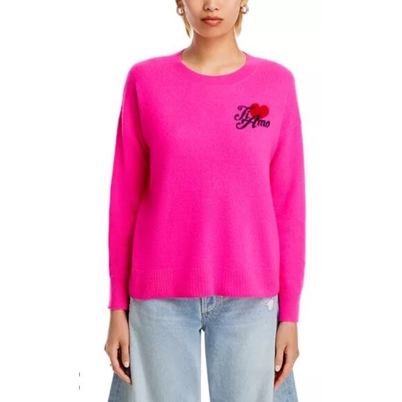 Aqua Cashmere Ti Amo Crew Neck Pink 100% Cashmere Sweater Size XS Exclusive - Picture 11 of 13